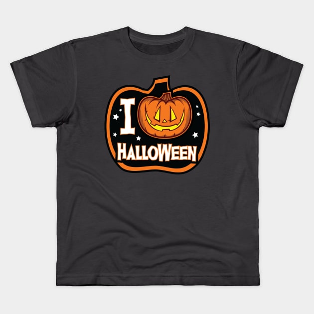 I Love Halloween | Pumpkin Kids T-Shirt by BeezleBubRoss